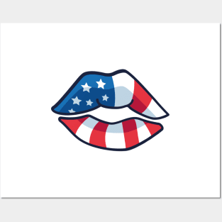 American Flag Lips Posters and Art